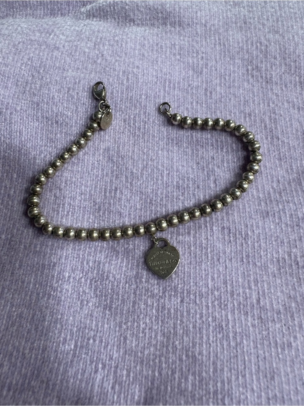 Tiffany & Co. Silver Bead Bracelet with Heart Tag